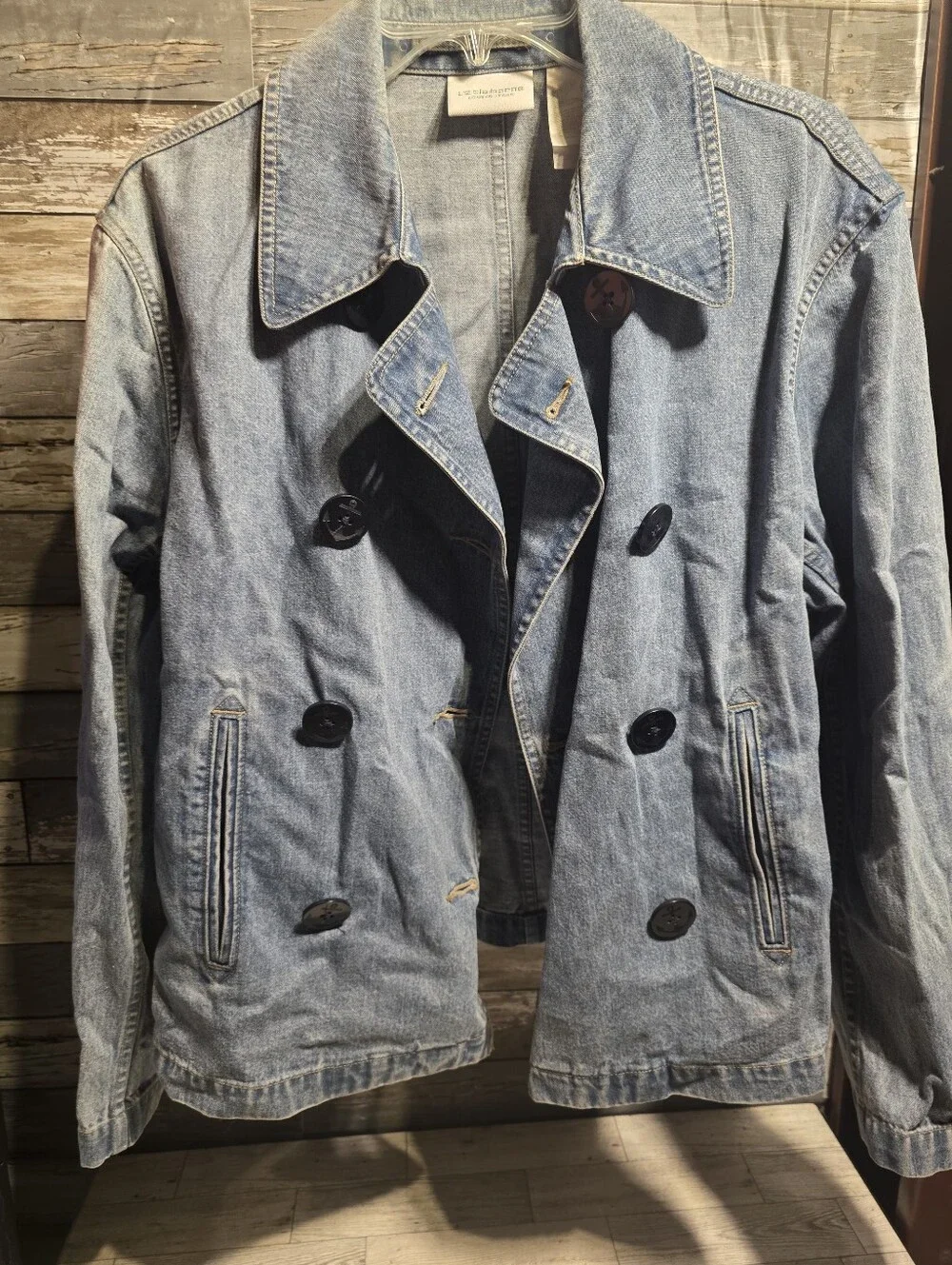 Liz Claiborne Light Blue Denim Double-Breasted Jacket
